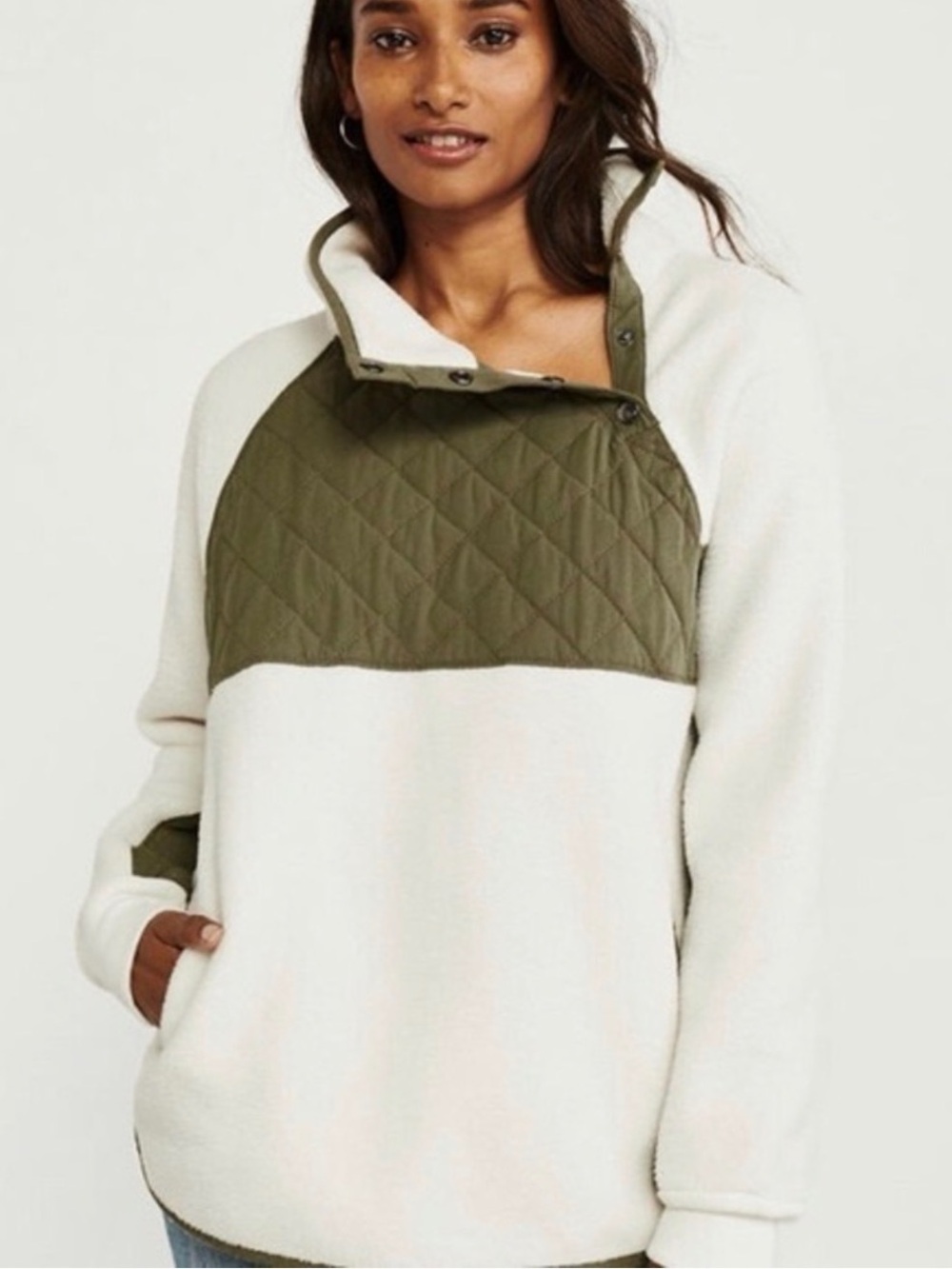 Abercrombie and Fitch Asymmetrical Snap-Up Fleece
